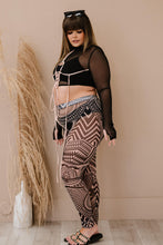 Load image into Gallery viewer, Lace-Up Cropped Top and Printed Leggings Set