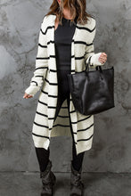 Load image into Gallery viewer, Striped Open Front Rib-Knit Duster Cardigan