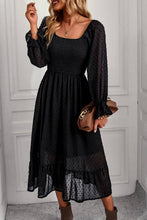 Load image into Gallery viewer, Swiss Dot Smocked Ruffle Hem Flounce Sleeve Dress