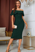 Load image into Gallery viewer, Layered Off-Shoulder Slit Bandage Dress