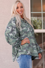 Load image into Gallery viewer, Camouflage Buttoned Dropped Shoulder Hoodie