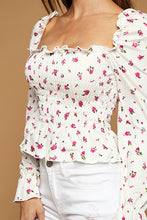 Load image into Gallery viewer, Smocked Brush Floral Print Top