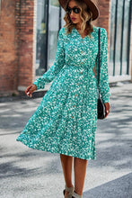 Load image into Gallery viewer, Printed Button Front Belted Tiered Shirt Dress