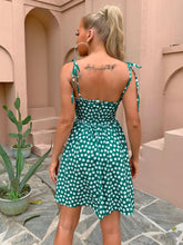 Load image into Gallery viewer, Floral Frill Trim Tie Shoulder Dress with Pockets