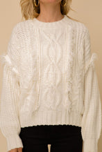 Load image into Gallery viewer, Cable Knit Fringe Detailed Sweater