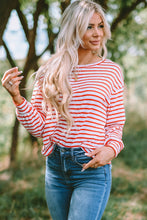 Load image into Gallery viewer, Striped Round Neck Dropped Shoulder Top