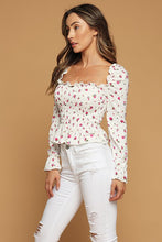 Load image into Gallery viewer, Smocked Brush Floral Print Top