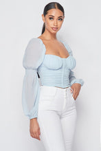 Load image into Gallery viewer, Ruched Bell Sleeve Smocked Top