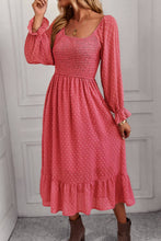 Load image into Gallery viewer, Swiss Dot Smocked Ruffle Hem Flounce Sleeve Dress
