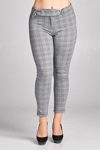 Plus Size Plaid Ponte Pants