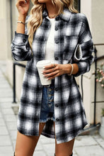 Load image into Gallery viewer, Plaid Curved Hem Longline Shirt Jacket
