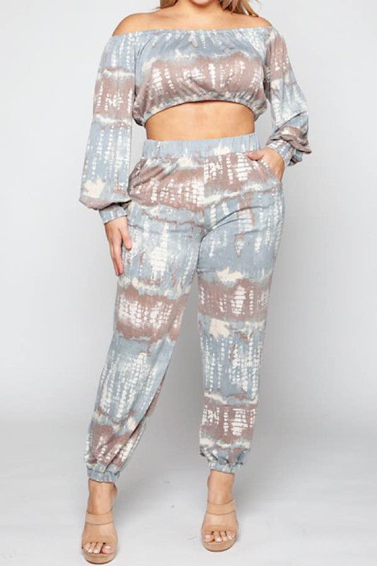 Plus Size Crop Top Jogger Set