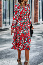 Load image into Gallery viewer, Printed Button Front Belted Tiered Shirt Dress
