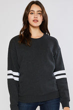 Load image into Gallery viewer, Fleece Stripe Sleeve Sweatshirt
