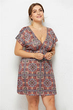 Load image into Gallery viewer, Printed Plunge Plus Size Dress
