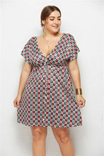 Load image into Gallery viewer, Printed Plunge Plus Size Dress
