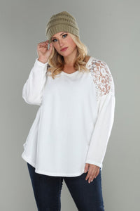 Plus Size Soft Knit Lace Top