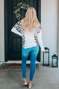 Leopard Print Crisscross V-Neck Long Sleeve Tee