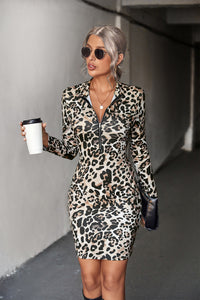 Leopard Half-Zip Mini Dress