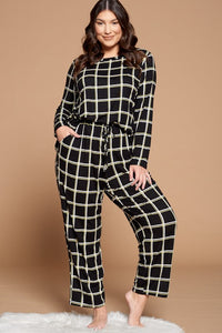 Plus Size Grid Print Pajama Set