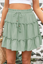 Load image into Gallery viewer, Swiss Dot Drawstring Frill Trim Skirt
