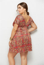 Load image into Gallery viewer, Printed Plunge Plus Size Dress
