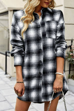 Load image into Gallery viewer, Plaid Curved Hem Longline Shirt Jacket
