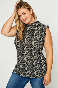 Plus Size Leopard Ruffle Tank