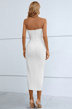 Load image into Gallery viewer, Cutout Strapless Drawstring Detail Split Bandage Dress
