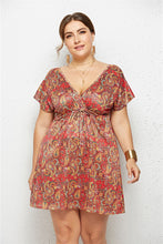 Load image into Gallery viewer, Printed Plunge Plus Size Dress
