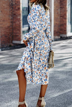 Load image into Gallery viewer, Printed Button Front Belted Tiered Shirt Dress
