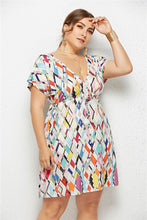 Load image into Gallery viewer, Printed Plunge Plus Size Dress
