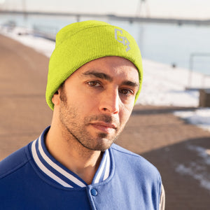 White Embroidered Gym Beast Knit Beanie