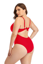 Load image into Gallery viewer, Plus Size Spliced Mesh Tie-Back One-Piece Swimsuit
