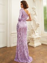 Load image into Gallery viewer, Sequin One-Sleeve Floor-Length Dress
