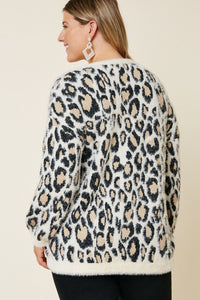 Plus Size Leopard Mohair Sweater