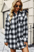 Load image into Gallery viewer, Plaid Curved Hem Longline Shirt Jacket
