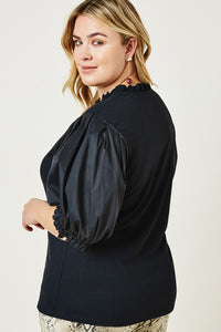 Plus Size Ribbed Puff Sleeve Top