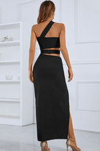 Load image into Gallery viewer, One-Shoulder Cutout Front Split Maxi Dress
