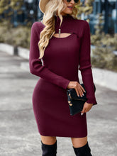 Load image into Gallery viewer, Cutout High Neck Ribbed Sweater Dress
