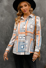 Load image into Gallery viewer, Patchwork Print Button Down Curved Hem Shirt
