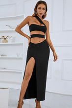 Load image into Gallery viewer, One-Shoulder Cutout Front Split Maxi Dress
