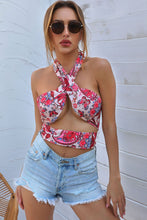 Load image into Gallery viewer, Printed Cutout Halter Neck Top
