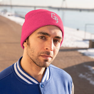 White Embroidered Gym Beast Knit Beanie