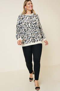 Plus Size Leopard Mohair Sweater