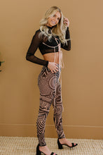 Load image into Gallery viewer, Lace-Up Cropped Top and Printed Leggings Set
