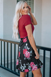 Floral V-Neck Short Sleeve Dress