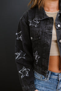 Sweet Generis Star-Crossed Full Size Run Cropped Denim Jacket