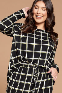 Plus Size Grid Print Pajama Set