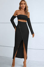 Load image into Gallery viewer, Off-Shoulder Cutout Front Split Dress
